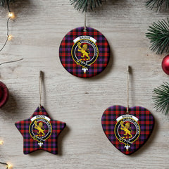 Broun Modern Tartan Crest Christmas Ceramic Ornament