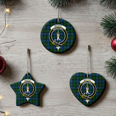 MacKay Modern Tartan Crest Christmas Ceramic Ornament