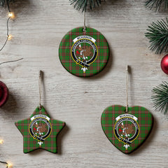 McKinnon Hunting Modern Tartan Crest Christmas Ceramic Ornament