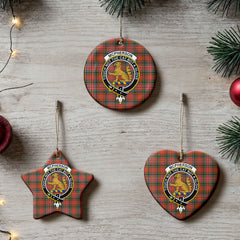 McPherson Weathered Tartan Crest Christmas Ceramic Ornament