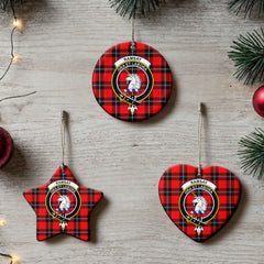 Ramsay Modern Tartan Crest Christmas Ceramic Ornament