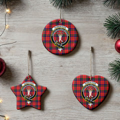 Robertson Modern Tartan Crest Christmas Ceramic Ornament