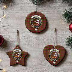 Skene Modern Tartan Crest Christmas Ceramic Ornament