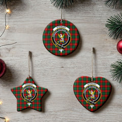 Stewart Atholl Modern Tartan Crest Christmas Ceramic Ornament