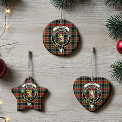 Stewart Black Tartan Crest Christmas Ceramic Ornament