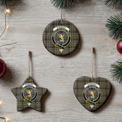 Stewart Hunting Weathered Tartan Crest Christmas Ceramic Ornament
