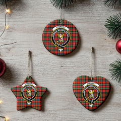 Stewart Royal Modern Tartan Crest Christmas Ceramic Ornament