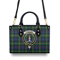 Kirkpatrick Tartan Crest Leather Handbag