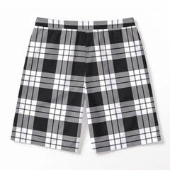 McFarlane Black - White Tartan Crest Men's Beach Shorts