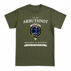 Arbuthnot Modern Tartan Crest Mischief and Mayhem T-shirt