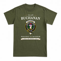 Buchanan Hunting Tartan Crest Mischief and Mayhem T-shirt
