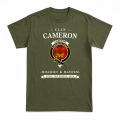 Cameron Modern Tartan Crest Mischief and Mayhem T-shirt