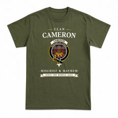 Cameron of Erracht Weathered Tartan Crest Mischief and Mayhem T-shirt