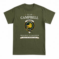 Campbell of Breadalbane Modern Tartan Crest Mischief and Mayhem T-shirt