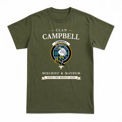 Campbell of Cawdor Ancient Tartan Crest Mischief and Mayhem T-shirt