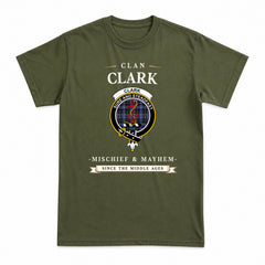 Clark Modern Tartan Crest Mischief and Mayhem T-shirt
