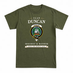 Duncan Ancient Tartan Crest Mischief and Mayhem T-shirt