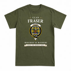 Fraser (of Lovat) Yellow Tartan Crest Mischief and Mayhem T-shirt