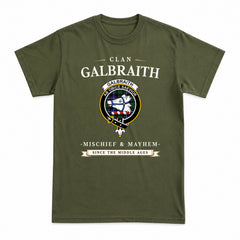 Galbraith Modern Tartan Crest Mischief and Mayhem T-shirt