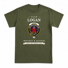 Logan Modern Tartan Crest Mischief and Mayhem T-shirt