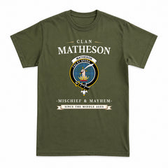 Matheson Hunting Ancient Tartan Crest Mischief and Mayhem T-shirt