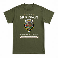 McKinnon Hunting Ancient Tartan Crest Mischief and Mayhem T-shirt