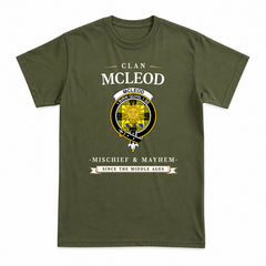 McLeod of Lewis Modern Tartan Crest Mischief and Mayhem T-shirt