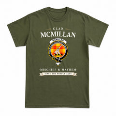 McMillan Clan Tartan Crest Mischief and Mayhem T-shirt