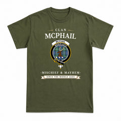 McPhail Hunting Ancient Tartan Crest Mischief and Mayhem T-shirt