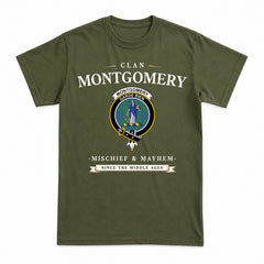 Montgomery Ancient Tartan Crest Mischief and Mayhem T-shirt