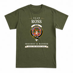 Ross Ancient Tartan Crest Mischief and Mayhem T-shirt