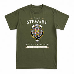 Stewart Dress Modern Tartan Crest Mischief and Mayhem T-shirt