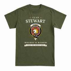 Stewart of Appin Ancient Tartan Crest Mischief and Mayhem T-shirt