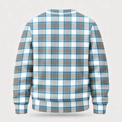 Stewart Muted Blue Tartan Crest Sweater