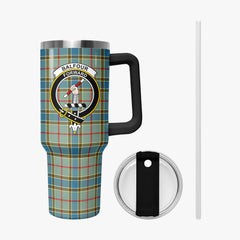 Balfour Blue Tartan Crest 40 oz Insulated Tumbler with Handle