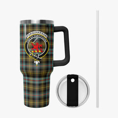 Farquharson Weathered Tartan Crest 40 oz Insulated Tumbler with Handle