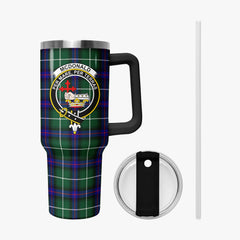 McDonald of the Isles Hunting Modern Tartan Crest 40 oz Insulated Tumbler with Handle