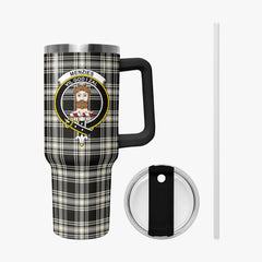Menzies Black - White Ancient Tartan Crest 40 oz Insulated Tumbler with Handle