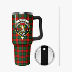 Stewart Atholl Modern Tartan Crest 40 oz Insulated Tumbler with Handle