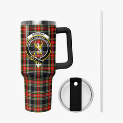 Stewart Black Tartan Crest 40 oz Insulated Tumbler with Handle