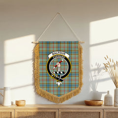 Balfour Blue Tartan Crest Wall Hanging Banner - Wood Pole