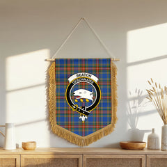 Beaton Ancient Tartan Crest Wall Hanging Banner - Wood Pole