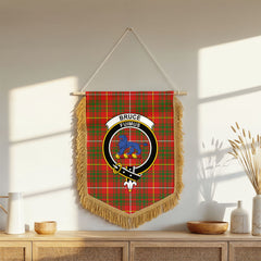 Bruce Modern Tartan Crest Wall Hanging Banner - Wood Pole
