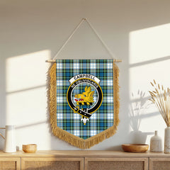 Campbell Dress Ancient Tartan Crest Wall Hanging Banner - Wood Pole