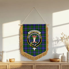 Donnachaidh Tartan Crest Wall Hanging Banner - Wood Pole