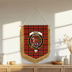 Innes Modern Tartan Crest Wall Hanging Banner - Wood Pole