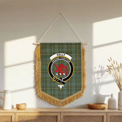 Kelly Dress Tartan Crest Wall Hanging Banner - Wood Pole