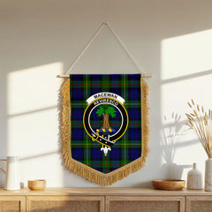 MacEwan Modern Tartan Crest Wall Hanging Banner - Wood Pole