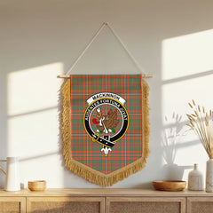 MacKinnon Ancient Tartan Crest Wall Hanging Banner - Wood Pole