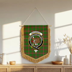 MacKinnon Hunting Modern Tartan Crest Wall Hanging Banner - Wood Pole